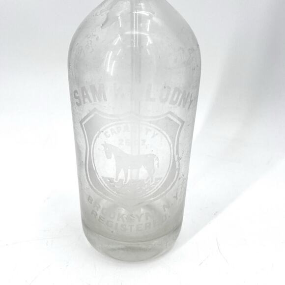 Rare Vintage Sam Kalodny Brooklyn NY Glass Soda Water Siphon Bottle - Picture 2 of 7